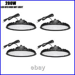 4Pack 200W UFO LED High Bay Light GYM Workshop Warehouse Facility Lighting 6000K