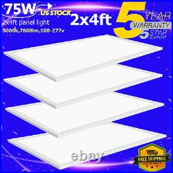 4Pack 2x4 LED Flat Panel Light Fixture 5000K Daylight White Color 75W 7800LM