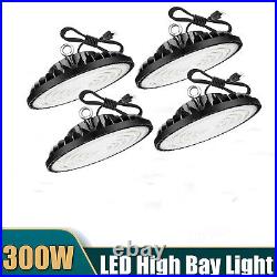 4Pcs 300W UFO Led High Bay Light 300 Watts Commercial Warehouse Shop Light 6000K