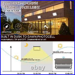 4 Pack 120W Led Wall Pack Light Dusk to Dawn Commercial Outdoor Security Light