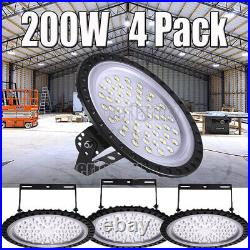 4 Pack 200W UFO LED High Bay Light Shop Lights Bulb Warehouse Industrial Outdoor