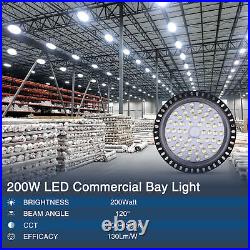 4 Pack 200W UFO LED High Bay Light Shop Lights Bulb Warehouse Industrial Outdoor
