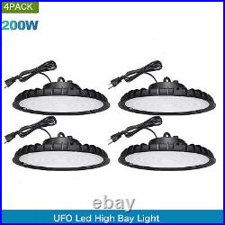 4 Pack 200W UFO Led High Bay Light Factory Commercial Warehouse Gym Shop Light