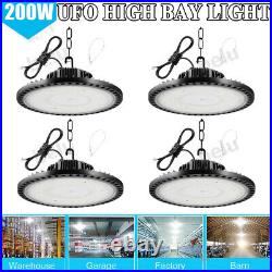 4 Pack 200W UFO Led High Bay Light Factory Warehouse Commercial Led Shop Lights