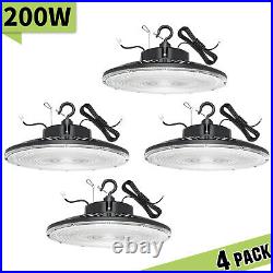 4 Pack 200W UFO Led High Bay Lights Industrial Warehouse Work Shop Lamp Dimmable