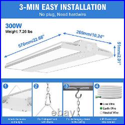 4-Pack 300W LED LinearHigh Bay Light Shop Lights 45000LM, 3000K 4000K 5000K CCT