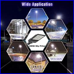 4 Pack 300W LED Parking Lot Light Outdoor, 5000K LED Pole Light with Slip Fitter