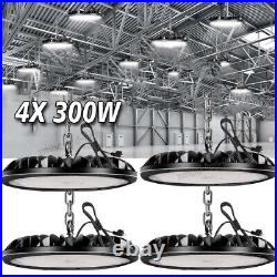 4 Pack 300W UFO LED High Bay Light Shop Industrial Commercial Factory Warehouse