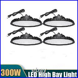 4 Pack 300W Warehouse UFO Led High Bay Light Factory Commercial Shop Light 6000K