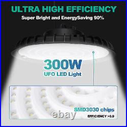 4 Pack 300W Warehouse UFO Led High Bay Light Factory Commercial Shop Light 6000K