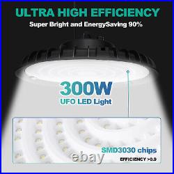 4 Pack 300W Warehouse UFO Led High Bay Light Factory Industrial Commercial Light