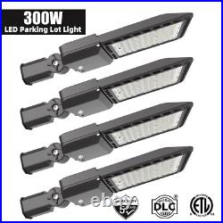 4-Pack 300w LED Parking Lot Lights with Photocell Outdoor Commercial Area Lights