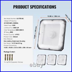 4 Pack LED Canopy Lights 80W 8800LM 5000K Daylight Outdoor Canopy Lighting