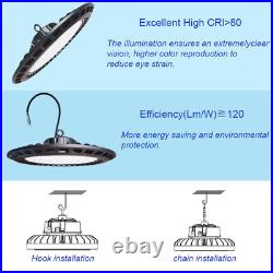 4 Pack LED High Bay Lights UFO 500W Warehouse Led Shop Light Fixture 6500K