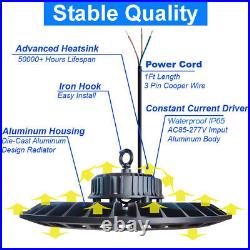 4 Pack LED High Bay Lights UFO 500W Warehouse Led Shop Light Fixture 6500K