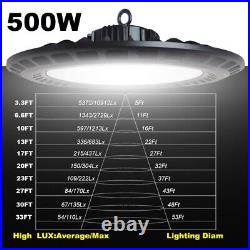 4 Pack LED High Bay Lights UFO 500W Warehouse Led Shop Light Fixture 6500K