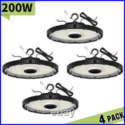 4 Pack UFO LED High Bay Light 200W Commercial Warehouse Industrial Factory Light