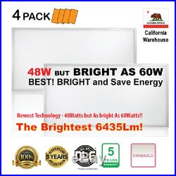 4 Pieces (PACK) 2X4FT 48W, 6435.8lm, 5000K LED Flat Panel Troffer Dimmable Light