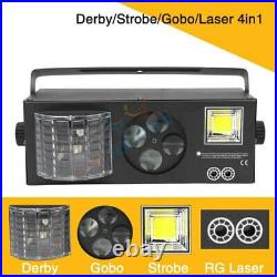 4in1 Strobe Gobo Laser Projector DJ Disco Lighting LED Derby Stage Effect Light