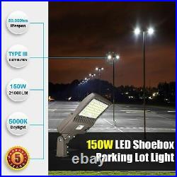 5000K LED Parking Lot Light 480V 150W 21,000LM LED Shoebox Pole Light Fixture US