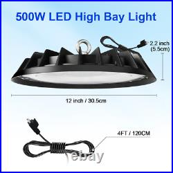 500W LED UFO High Bay Lights IP65 Commercial Lighting for Factory Shop GYM 4Pack