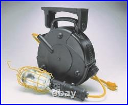 50 Industrial Incandescent Retractable Cord Reel Work Light with Outlet 8050M-W
