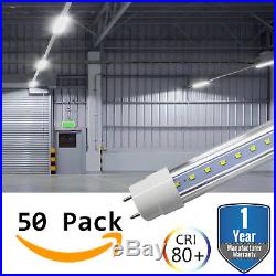 50 PACK LED G13 4FT 4 Foot T8 Tube Light Bulbs 18W 6500K Clear LENS Fluorescent