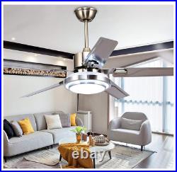 52 Remote Control Ceiling Fan Lamp Light Stainless Steel Chandelier Home Decor