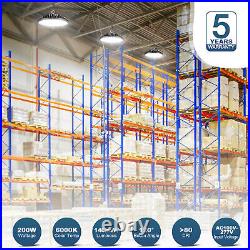 5 Pack 200W UFO Led High Bay Light 200 Watt Factory Warehouse Commercial Fixture
