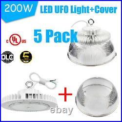 5 Pack Warehouse Supermarket LED 200W UFO High Bay Shop Light Reflector Cover