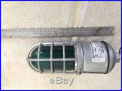 (5) Stonco Lights Industrial Fixtures w Green Glass