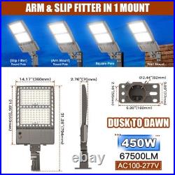 67500LM 450W LED Parking Lot Lighting 3in1 Mount 450W Dusk to Dawn Outdoor Light