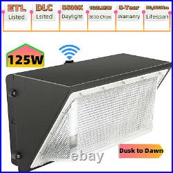 6PACK 125W LED Street Wall Pack Light Dusk to Dawn Sensor Outdoor Garden IP65