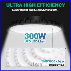6PACK 300W LED UFO High Bay Light 6000K GYM Work Warehouse Industrial Lighting
