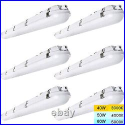 6PACK 4FT LED Vapor Tight Light Fixture Waterproof LED Shop Light 40With50With60W