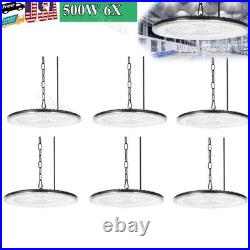 6PACK 500W Super Bright Warehouse LED UFO High Bay Lights Factory Shop GYM Lamp