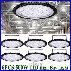 6PACK 500W UFO LED High Bay Light Shop Lights Warehouse Commercial Lighting Lamp