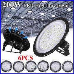 6Pack 200W UFO LED High Bay Light Shop Lights Warehouse Commercial Lighting Lamp
