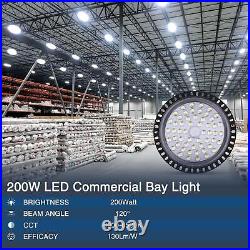 6Pack 200W UFO LED High Bay Light Shop Lights Warehouse Commercial Lighting Lamp