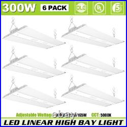 6Pack 300W LED Linear High Bay Light Commercial Shop Light Fixture 45000 Lumens
