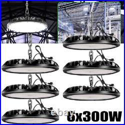 6Pack 300W UFO LED High Bay Light Warehouse Industrial Garage Commercial Fixture