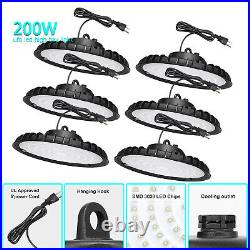 6Pack UFO Led High Bay Light 200W Industrial Warehouse Commercial Light Fixtures