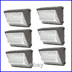 6Pcs 120W LED Wall Pack Light Commercial Industrial Outdoor Dusk to Dawn Light