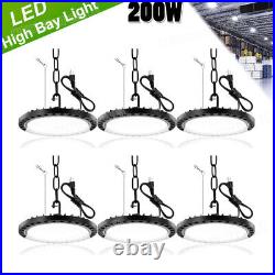 6Pcs 200W Led UFO High Bay Light 200Watt Warehouse Industrial Factory Shop Lamp