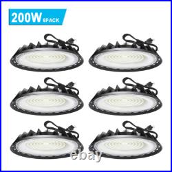 6Pcs UFO LED High Bay Light 200W Commercial Industrial Factory Warehouse Light