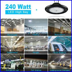 6Pcs UL DLC UFO LED High Bay 240W Replace 1000W Metal Halide Workshop Garage Gym