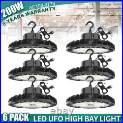 6 PACK 200W UFO Led High Bay Light Commercial Warehouse Garage Shop Lighting