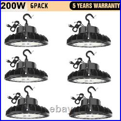 6 PACK 200W UFO Led High Bay Light Dimmable Warehouse Shop Lighting 30,000 Lumen