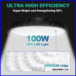 6 Pack 100W UFO LED High Bay Light Gym Warehouse Industrial Shop Garage Light