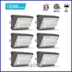 6 Pack 120W LED Wall Pack Light Dusk to Dawn Commercial Outdoor Security Light